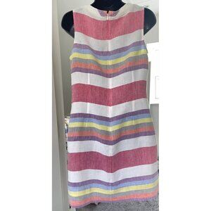 Boden womens linen shift dress size 8 sleeveless striped